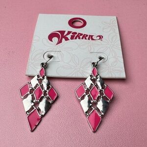 Kirra Pink & Silver Diamond-Shaped Drop Earrings – NWT, Y2K Earrings